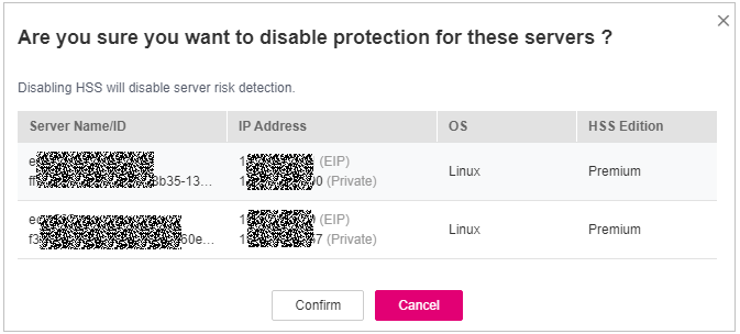 **Figure 4** Confirming information about multiple servers