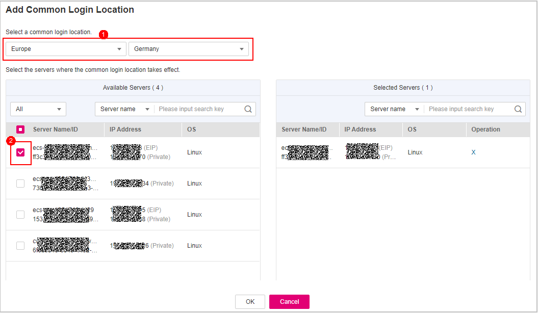 **Figure 2** Configuring common login locations