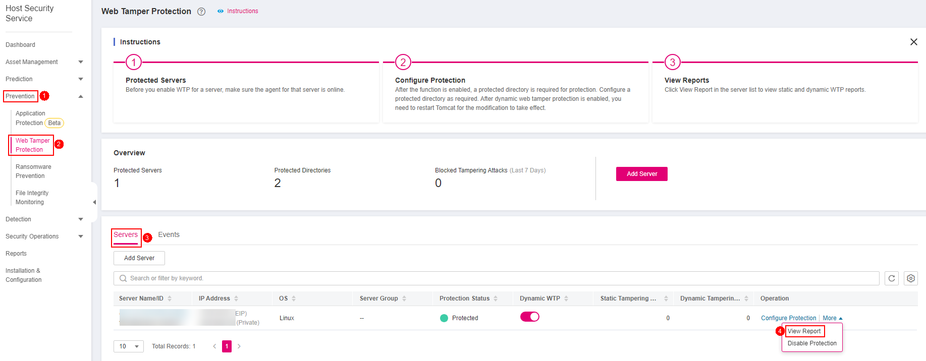 **Figure 1** Viewing a protection report