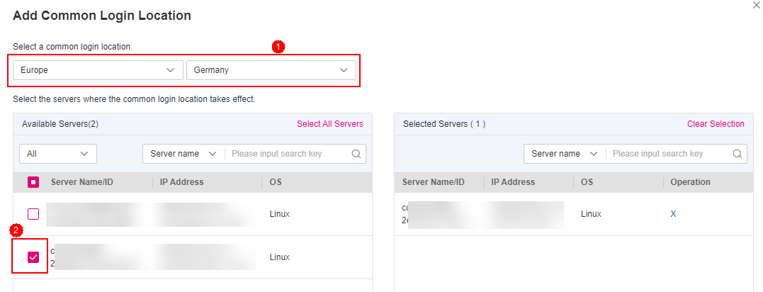 **Figure 2** Configuring common login locations