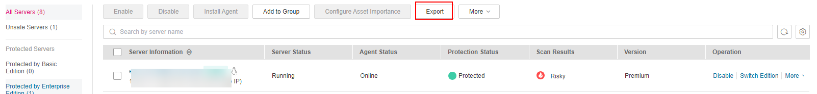 **Figure 1** Exporting the server list