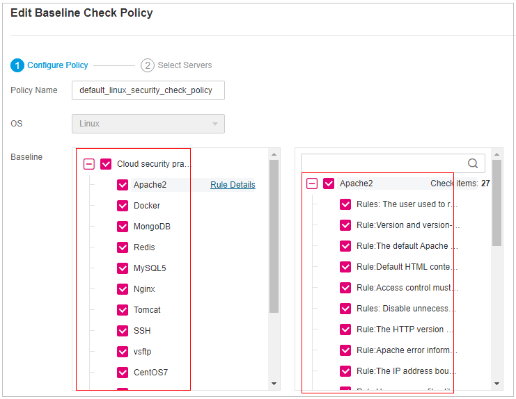 **Figure 3** Editing a baseline check policy