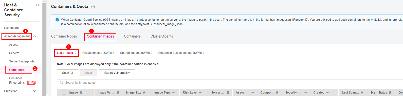 **Figure 1** Viewing the local image scan results