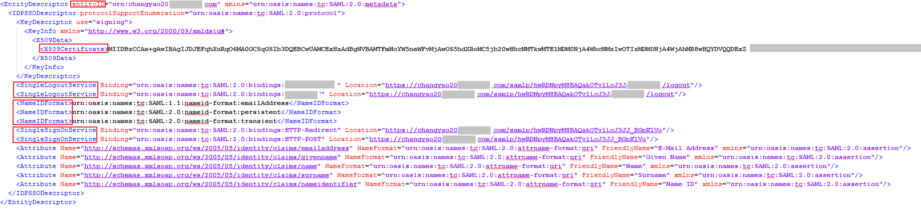 **Figure 6** Metadata file of an enterprise IdP