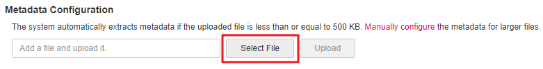 **Figure 4** Uploading a metadata file