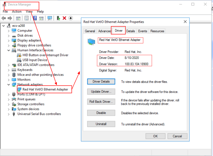 **Figure 11** Version and date of drivers in Device Manager