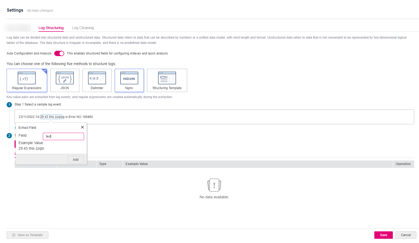 **Figure 2** Selecting a field