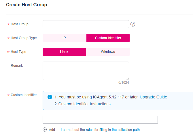 **Figure 1** Creating a custom identifier host group