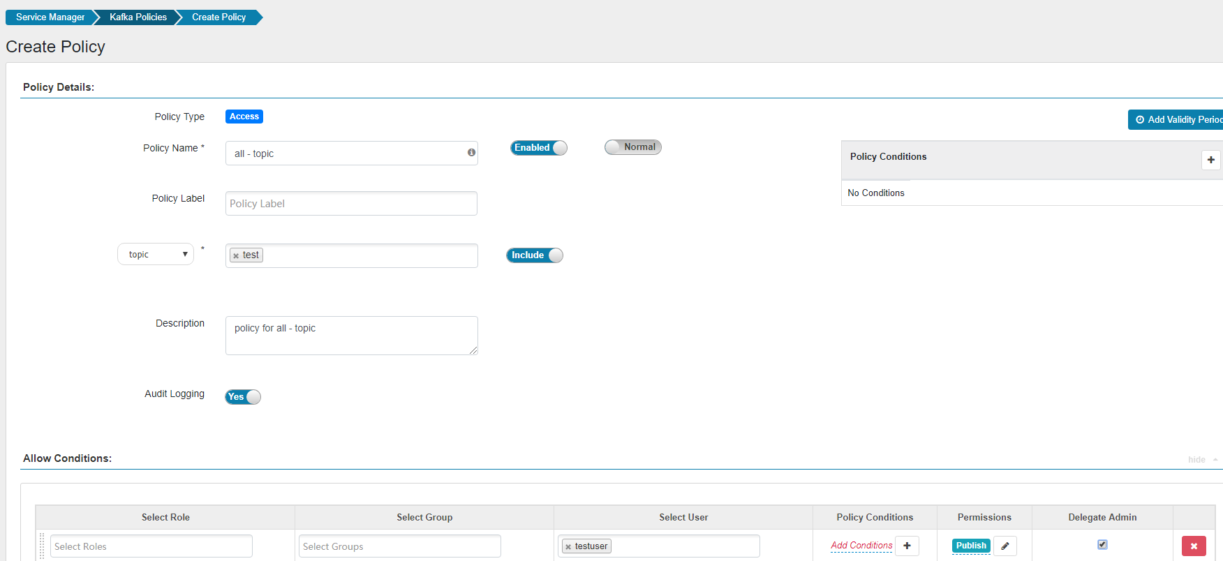 **Figure 1** Kafka permission parameters