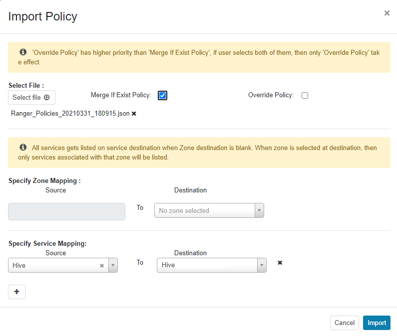 **Figure 6** Importing authentication policies
