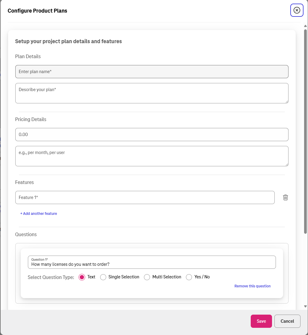 Set Product Plans