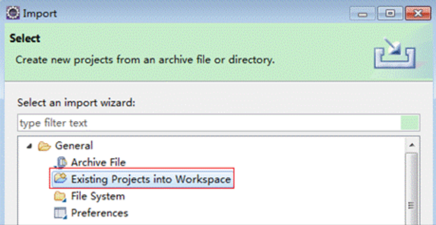 **Figure 1** Select an existing project