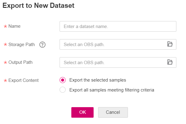 **Figure 2** Exporting to a new dataset