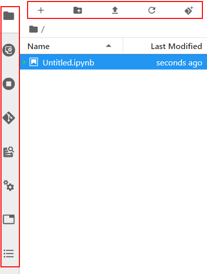 **Figure 6** Common icons and plug-ins of JupyterLab