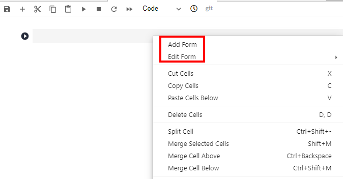 **Figure 2** Shortcut menu of code cells