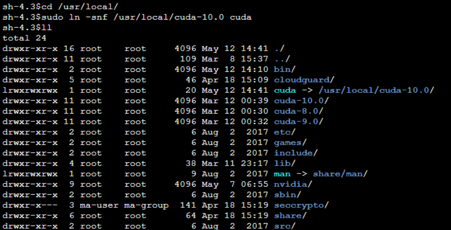 **Figure 1** Example of switching the CUDA version