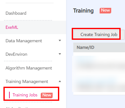 **Figure 1** Create Training Job