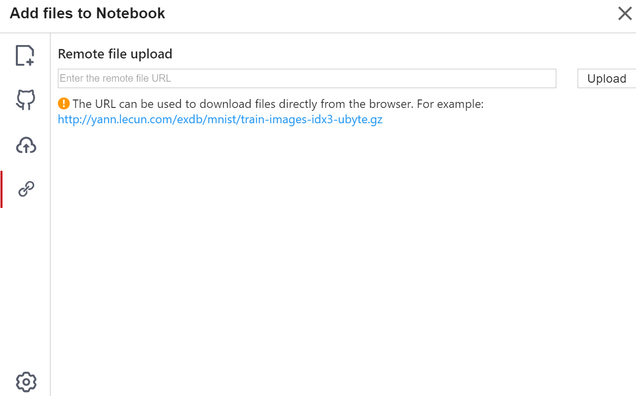 **Figure 1** Uploading Remote Files to JupyterLab