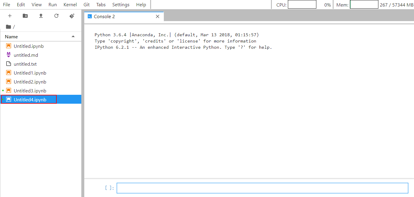 **Figure 1** Creating a notebook file (console)