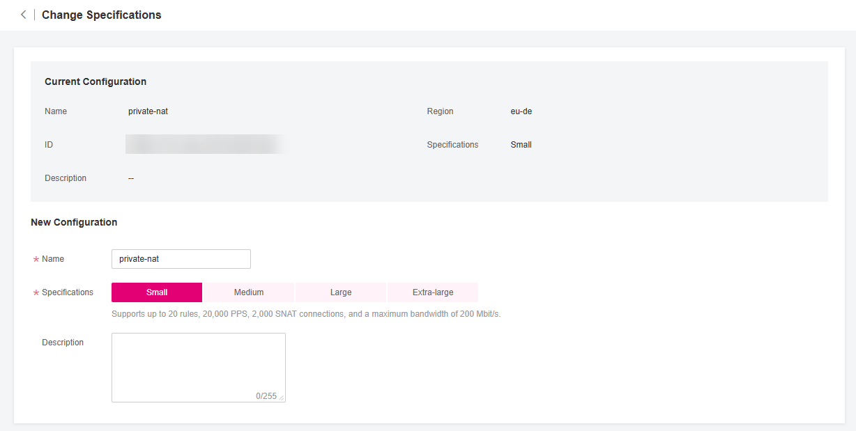 **Figure 1** Modifying a private NAT gateway