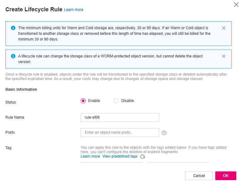 **Figure 1** Creating a lifecycle rule