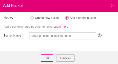 **Figure 1** Adding an external bucket