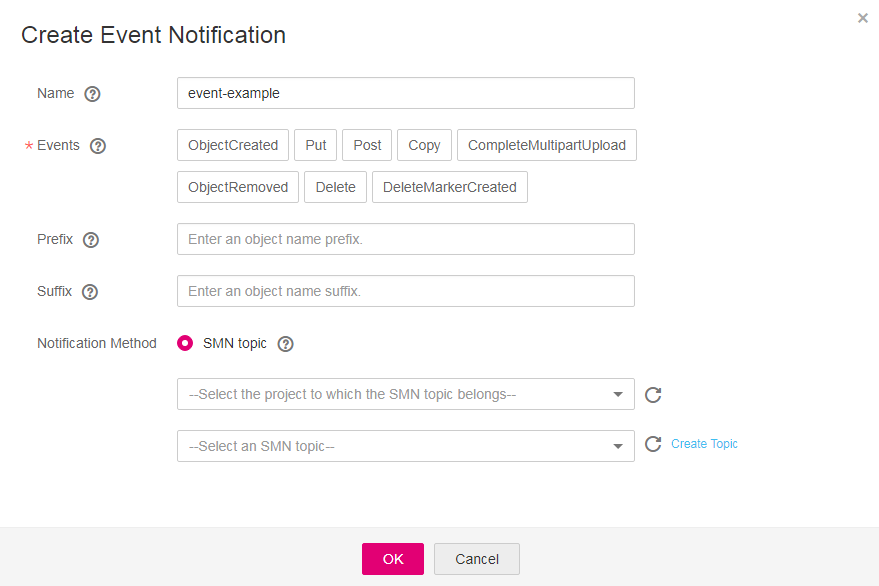 **Figure 1** Creating an event notification rule