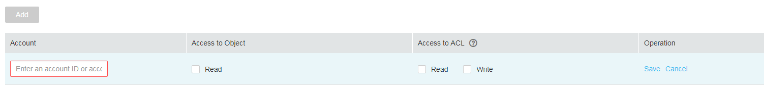 **Figure 1** Adding ACL permissions for an object