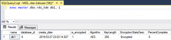 **Figure 3** Querying the TDE status (Enabled)