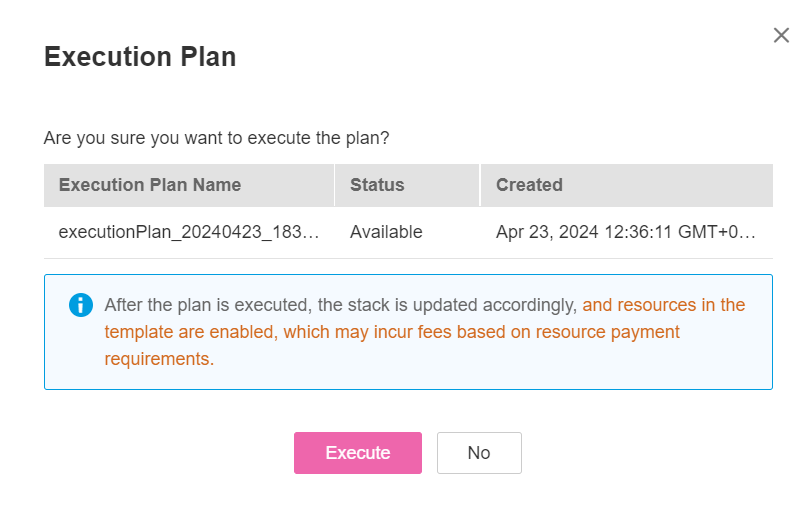 **Figure 18** Execution plan dialog box