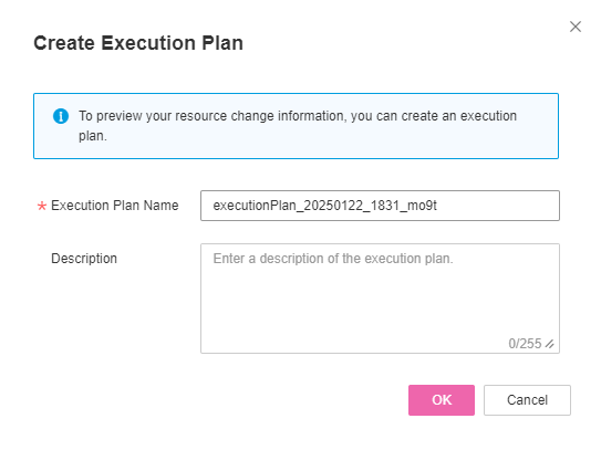 **Figure 15** Create Execution Plan dialog box