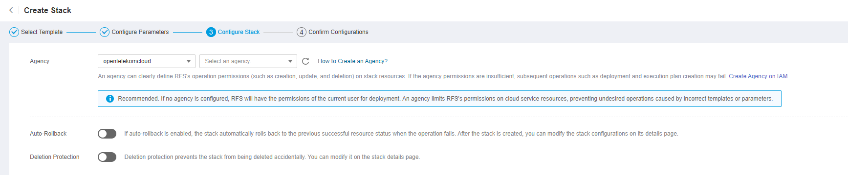 **Figure 9** Configuring the stack