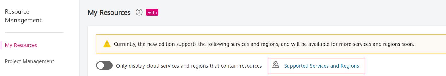 **Figure 2** Supported Resource and Regions