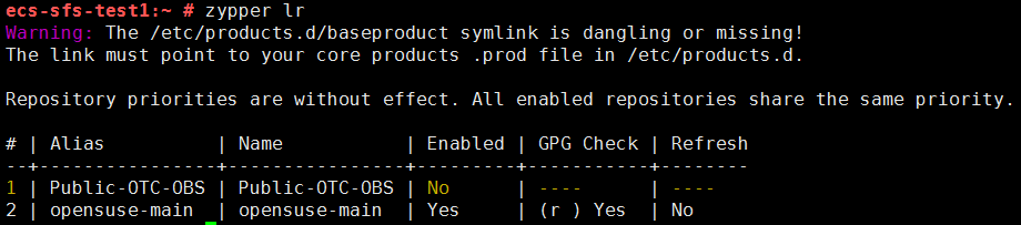 **Figure 7** Checking whether the software repository has been enabled