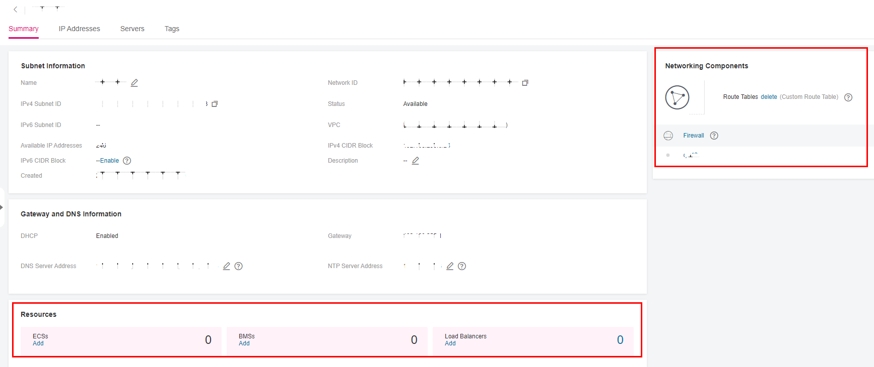 **Figure 1** Viewing resources in a subnet