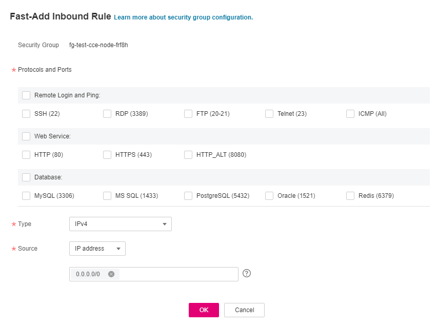 **Figure 1** Fast-Add Inbound Rule