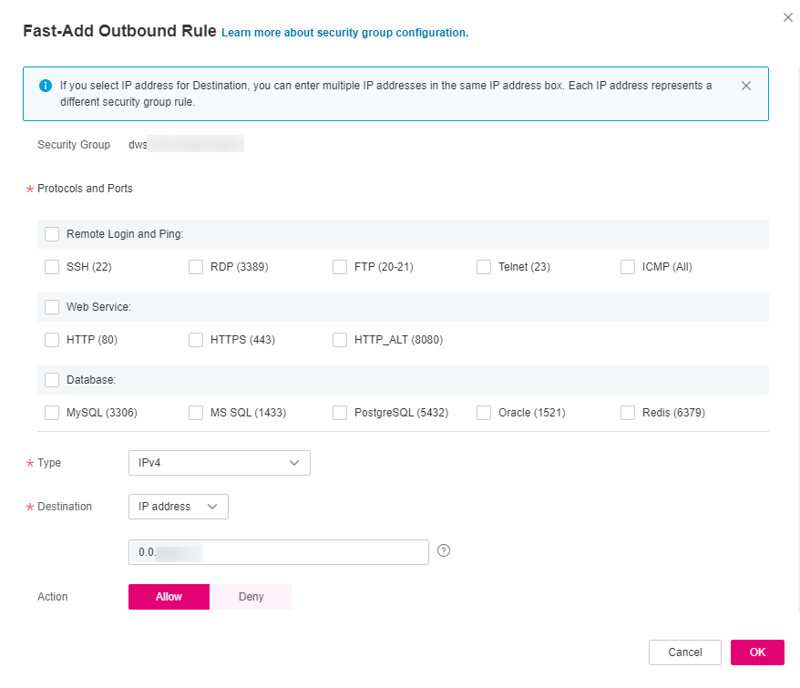 **Figure 2** Fast-Add Outbound Rule