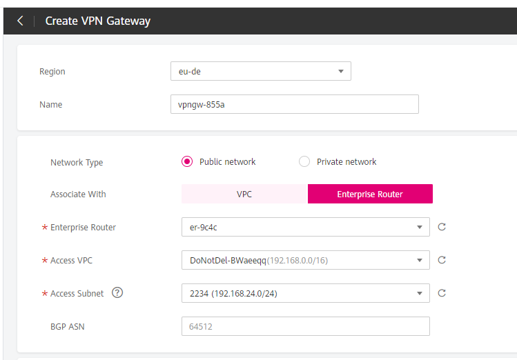 **Figure 4** Enterprise router parameter configuration