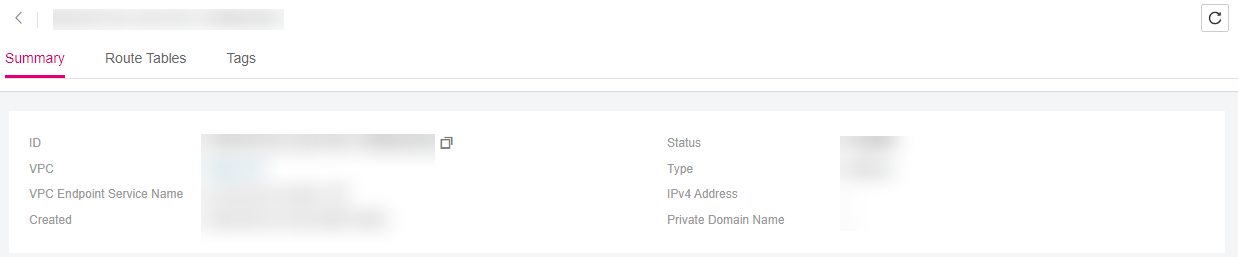 **Figure 4** **Summary** of the VPC endpoint (for accessing a gateway VPC endpoint service)