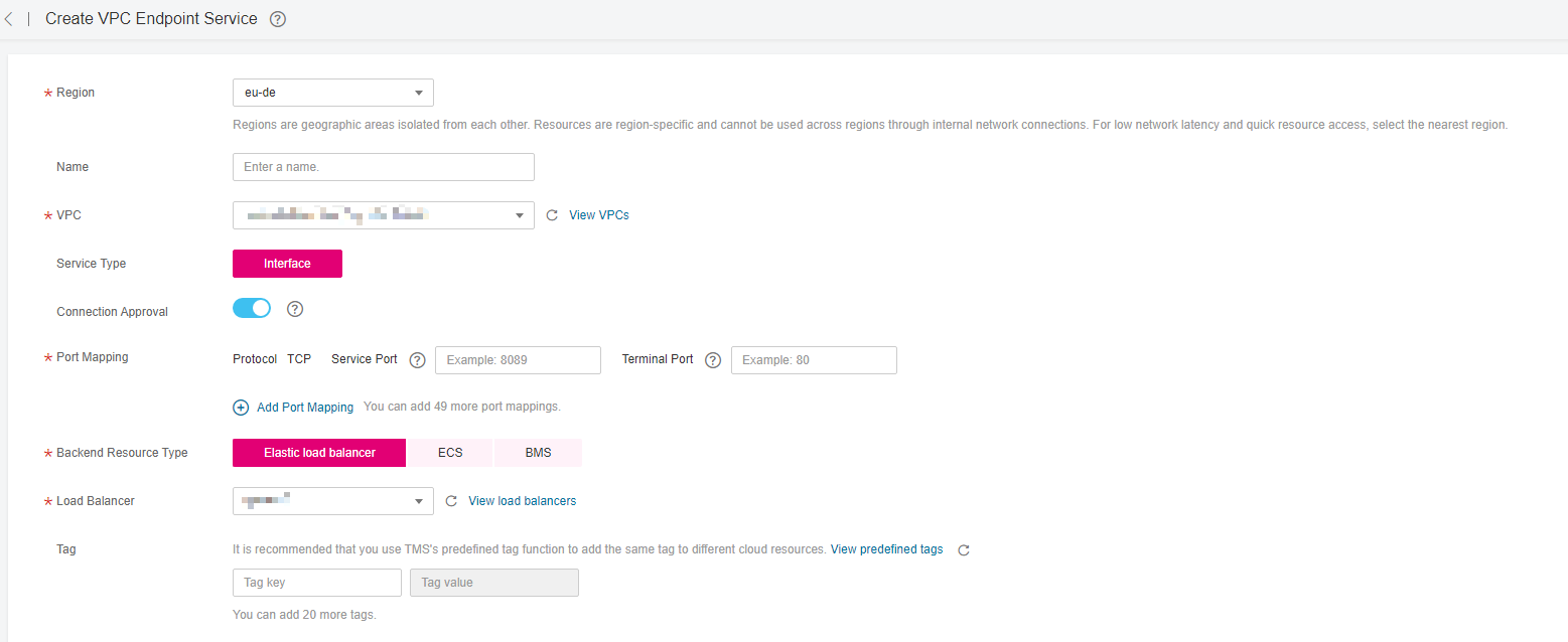 **Figure 1** Create VPC Endpoint Service