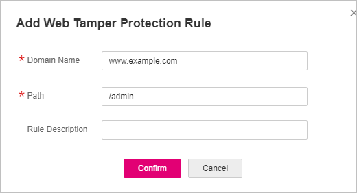 **Figure 2** Adding a web tamper protection rule