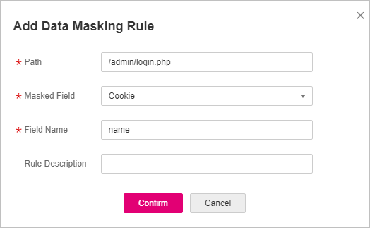 **Figure 2** Adding a data masking rule