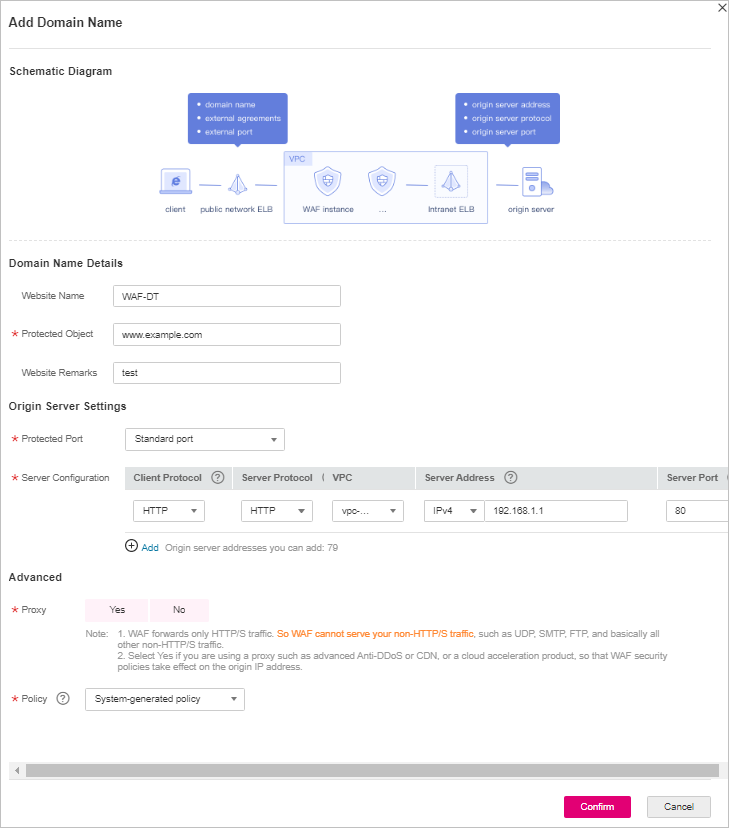 **Figure 1** Configuring basic settings of a website