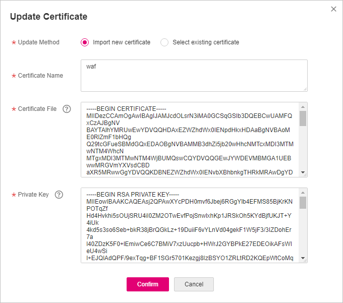 **Figure 1** Update Certificate