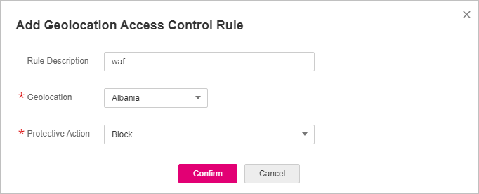 **Figure 2** Adding a geolocation access control rule