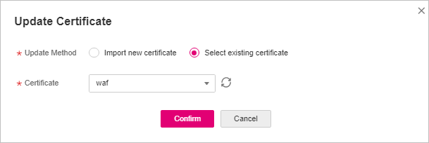 **Figure 2** Selecting an existing certificate