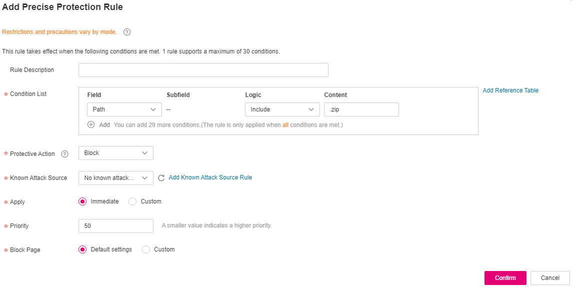 **Figure 7** Blocking requests of specific file types