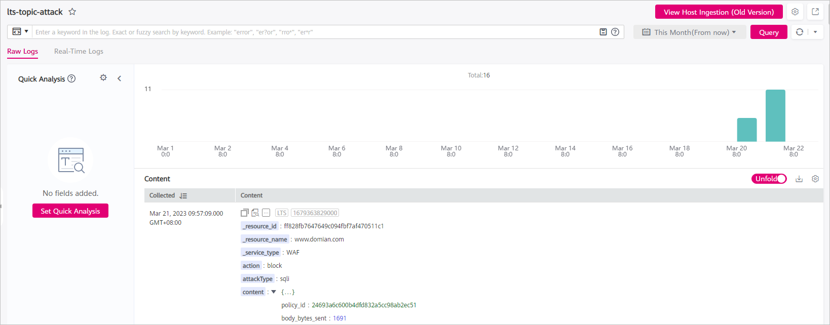 **Figure 2** Viewing attack logs