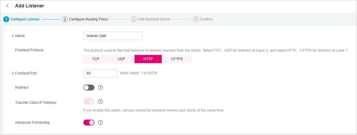 **Figure 1** Configuring a listener
