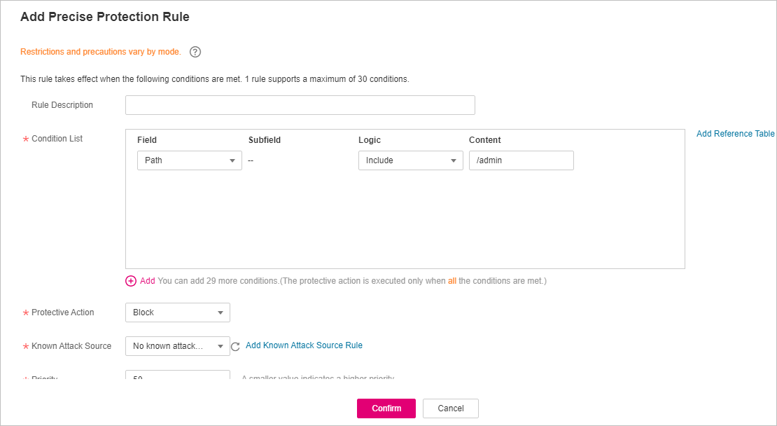 **Figure 2** Add Precise Protection Rule